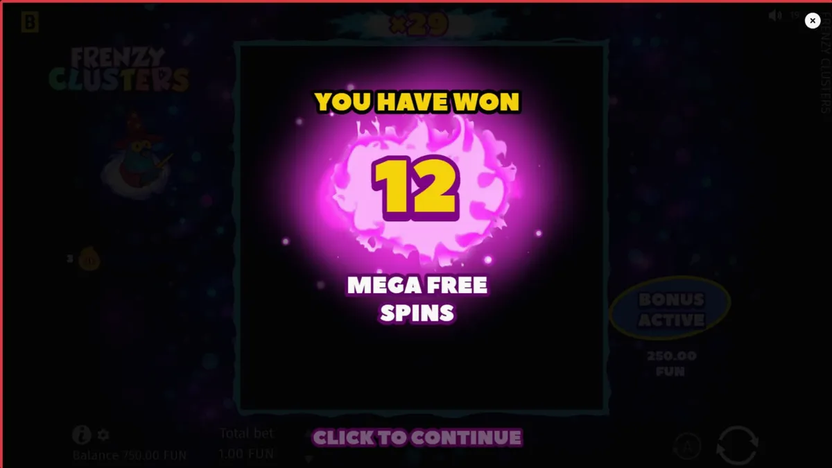 Tampilan visual karakter pahlawan dan grid slot Frenzy Clusters yang penuh warna